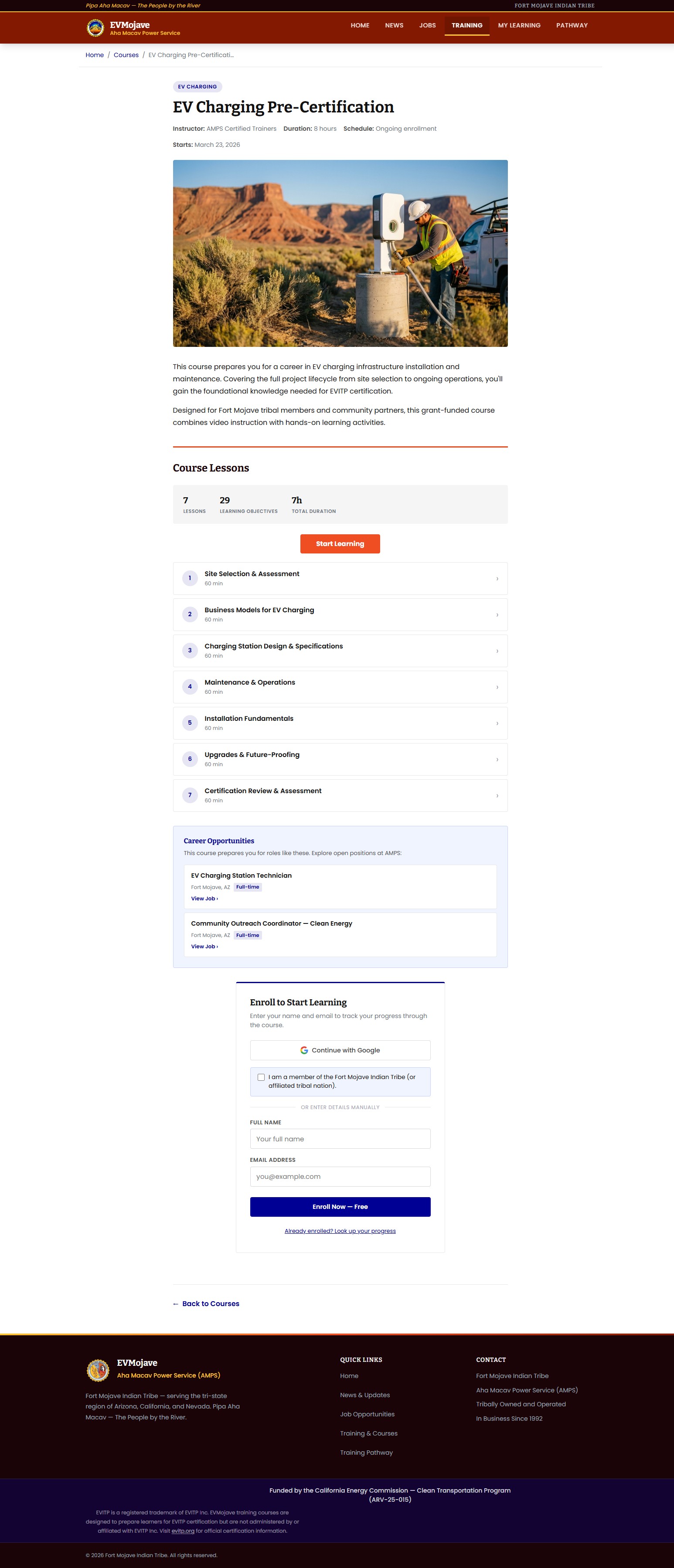 EV Charging Pre-Certification course — 7 lessons with interactive curriculum