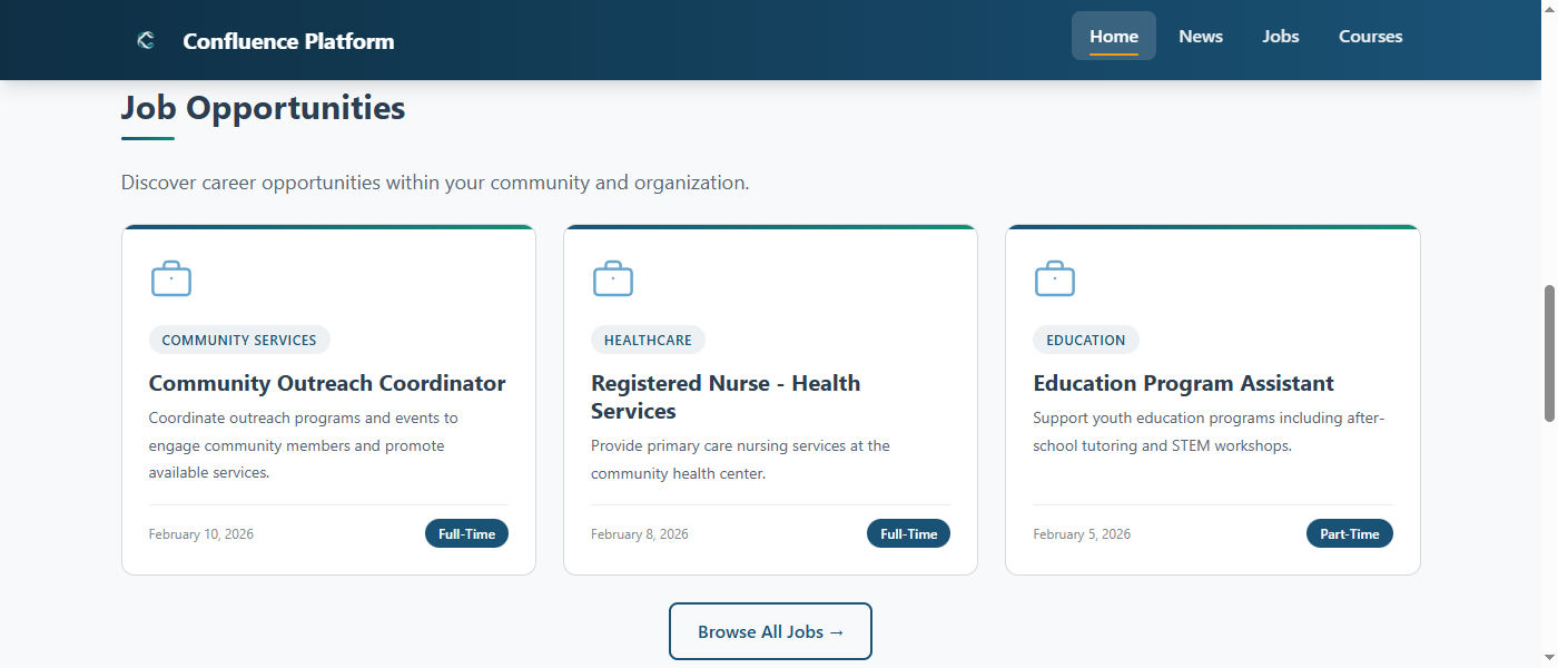 Job opportunities board with clean energy career listings